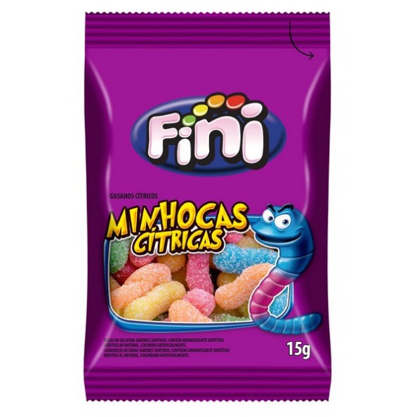 Bala de Gelatina Fini Mini Minhocas Azedinhas 12x15g