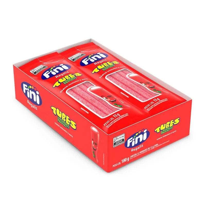 Bala de Gelatina Fini Tubes Morango Cítrico C/12x15g