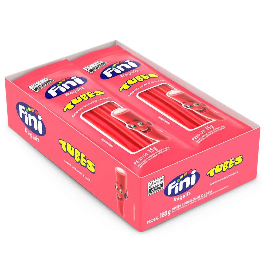 Bala de Gelatina Fini Tubes Morango C/12x15g