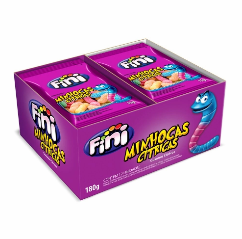 Bala de Gelatina Fini Mini Minhocas Azedinhas 12x15g