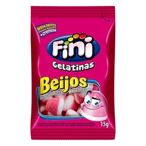 Bala de Gelatina Fini Beijos de Morango 12x15g