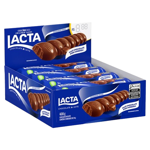 CHOCOLATE LACTA 12X34G AO LEITE MONDELEZ